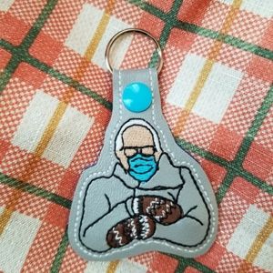 Bernie Sanders mittens key fob chain